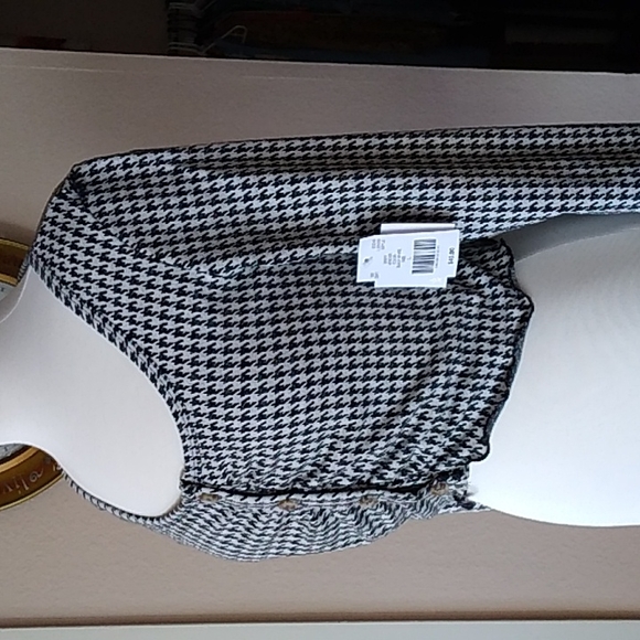 SALE$ NWT Y2K Houndstooth Button Crop Top L - Picture 2 of 8